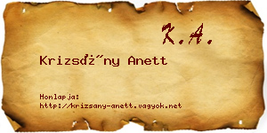 Krizsány Anett névjegykártya